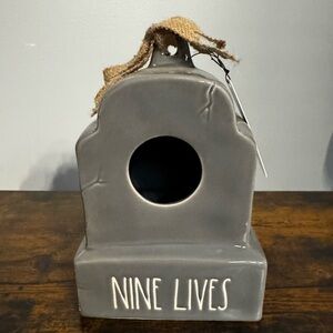 Rae Dunn Gray 'Nine Lives' Birdhouse